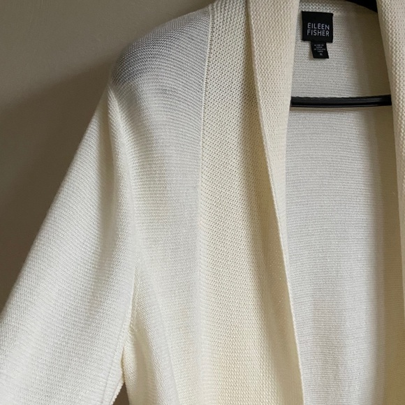 Eileen Fisher Open Front Ivory Women's  Merino Wool Cardigan M - Picture 7 of 15